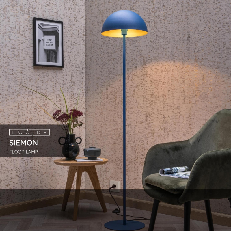 Lucide SIEMON - Stojacia lampa - Ø 35 cm - 1xE27 - Modrá